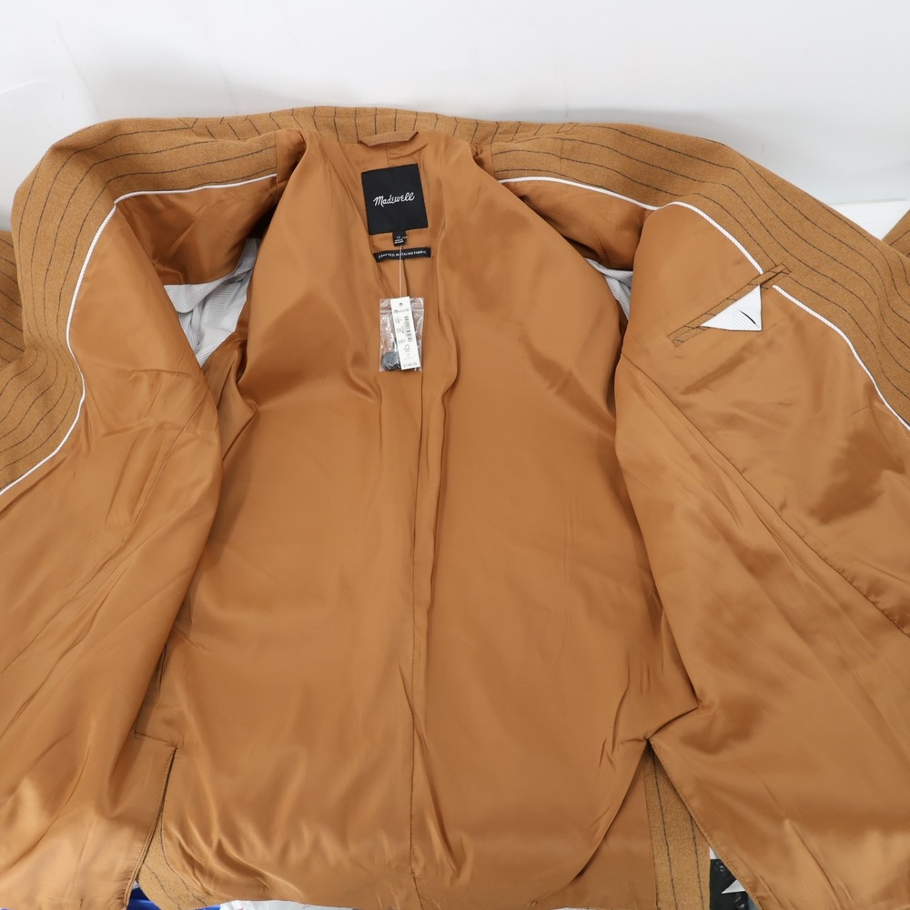 NWT Madewell Blazer Women's 12 Stripe Oversized Brown Pinstripe Notch Lapel wool - Picture 14 of 14